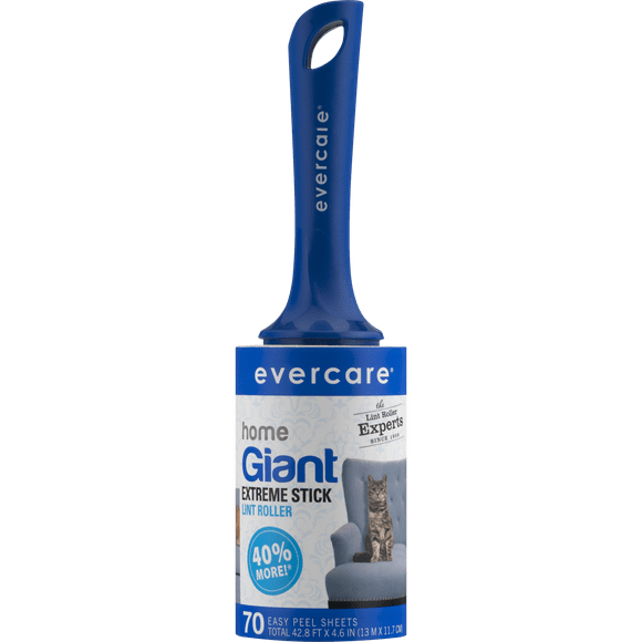 Evercare Home Lint Roller 70 Layer Giant Straight Handle, Sheet, Blue