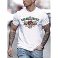 thumbnail image 1 of Garage Service Speed Shop And Car Graphic Print Men's Creative Top, Casual Slightly Stretch Short Sleeve Crew Neck T-shirt, Men's Tee For Summer Outdoor, 1 of 5