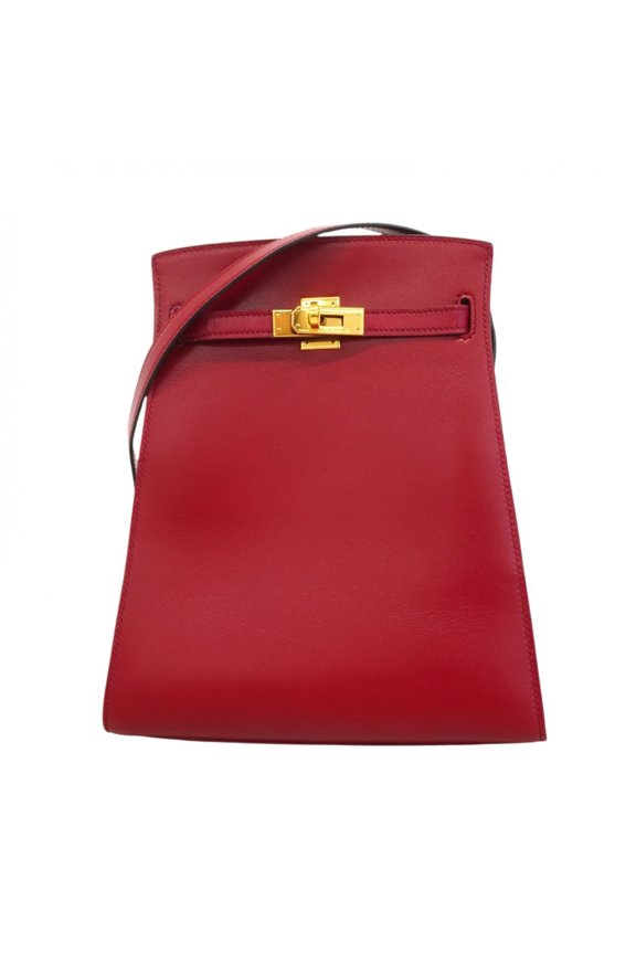 Pre-Owned Hermes Herms Kelly Sport PM Shoulder Bag in Box Calf Leather, Red, with O-R Stamp,...