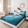 thumbnail image 3 of Manfei Pike Fish 4 Pieces Queen Sheet Sets,Underwater World Ultra Soft Flat Sheet,Blue White Queen Fitted Sheet,Animal Room Decoration, 3 of 6