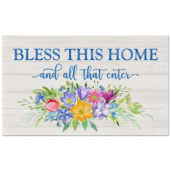 CounterArt "All Who Enter-Spring" Indoor/Outdoor Entryway Mat 29.5" by 17.75"