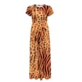 thumbnail image 5 of Psesaysky Sweat Wicking Short Sleeve Maxi Dress, Zebra Stripe Pattern Wrinkle Resistant Round Neck Women Short Sleeve Maxi Dress for Banquet Shopping Daily, 5 of 8