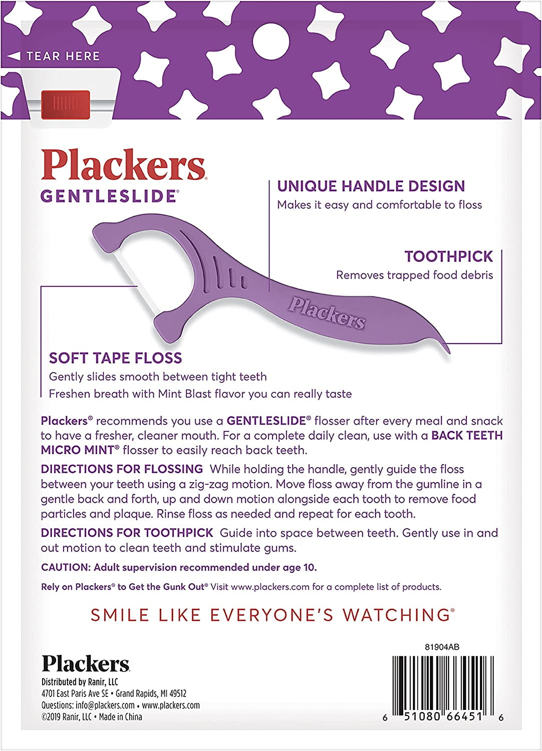 Plackers Gentleslide Dental Floss Picks, 90 Count