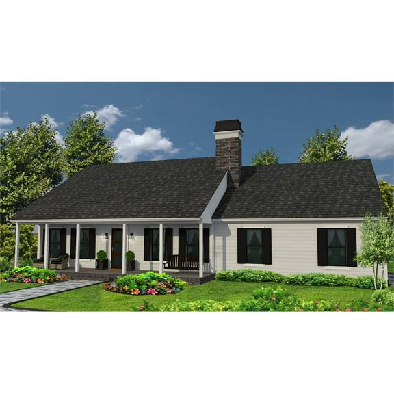 The House Designers: THD-4309 Builder-Ready Blueprints to Build a Split-Bedroom Ranch House Plan with Slab Foundation (5 Printed Sets)
