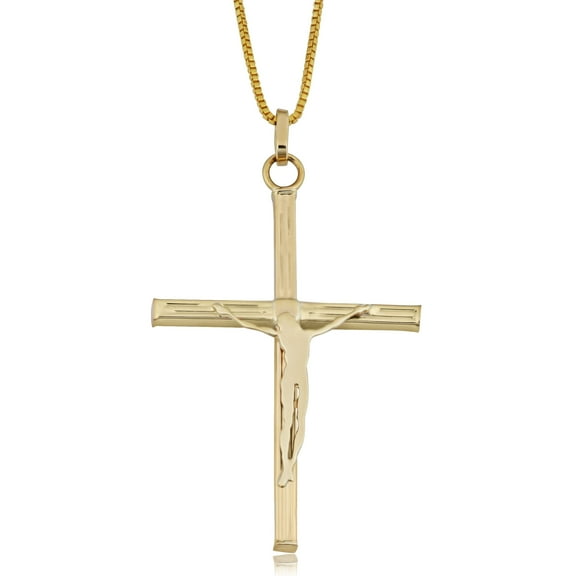KoolJewelry 10k Yellow Gold Crucifix Necklace (18 inch)
