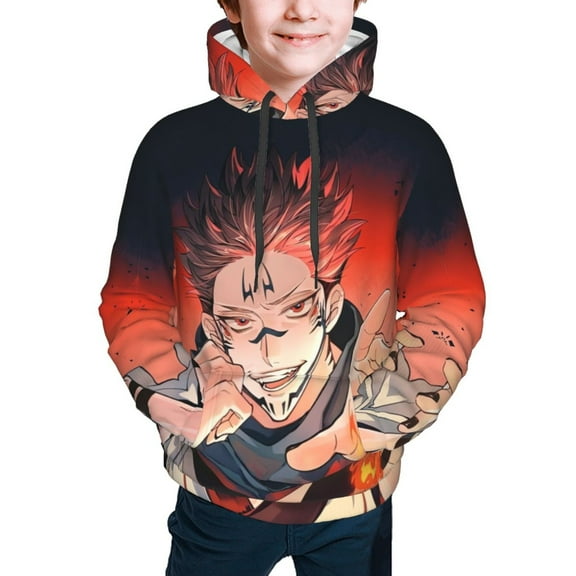 Jujutsu Kaisen Ryomen Sukuna Kids' Hoodie 3d Print Sweatshirt Soft Pullover Hooded With Big Pockets For Boys Or Girls Small
