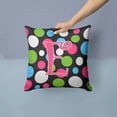 thumbnail image 2 of Letter E Initial Monogram - Polkadots and Pink Fabric Decorative Pillow, 2 of 4
