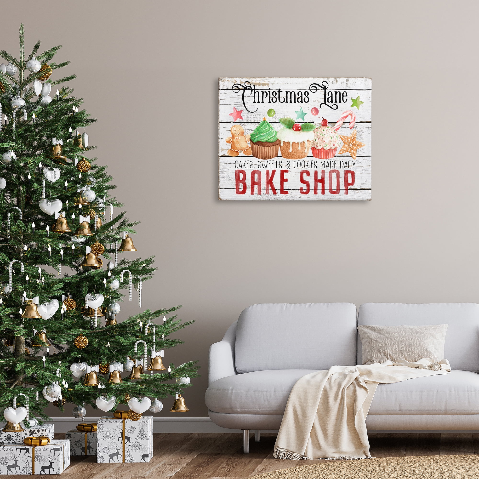 Stupell Industries Christmas Lane Bake Shop Holiday Painting Gallery Wrapped Canvas Art Prints Wall Art, 40 x 30
