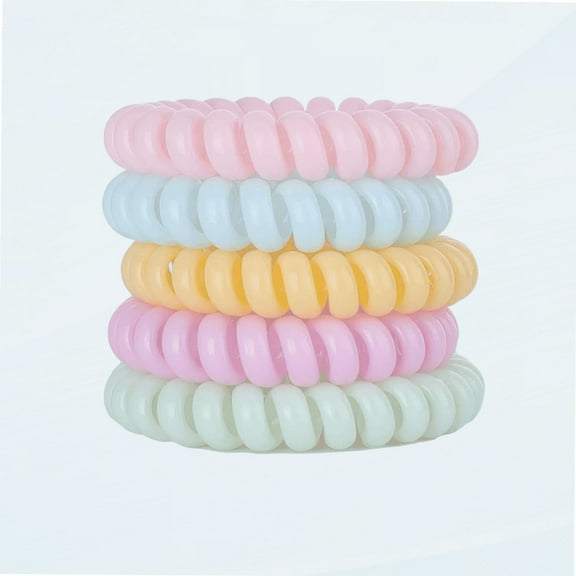 Spiral Hair Ties for Women Girls, Coil Hair Ties no Crease, Teleties Phone Cord Hair Ties, Ponytail Holders Hair Accessories for Women's Thick & Thin Hair (Macaroon Color)