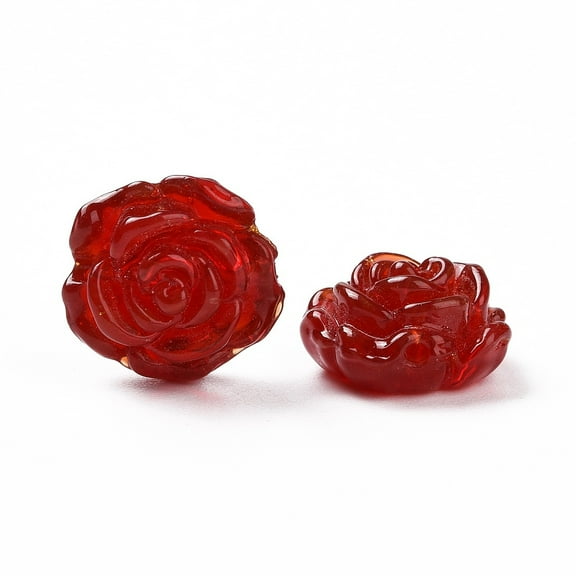 5 pc Handmade Lampwork Flower Beads Rose Dark Red 18x18x9.5mm Hole: 1~1.6mm
