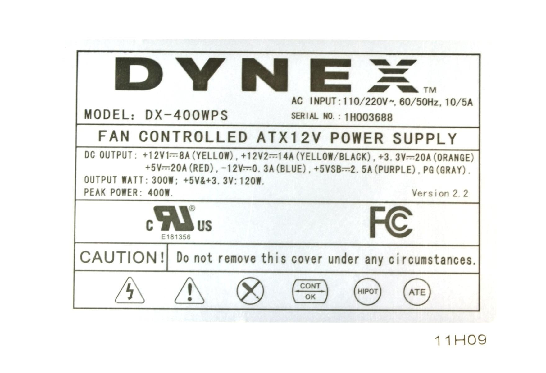 Dynex DX-400WPS 400-Watt Power Supply for sale online 