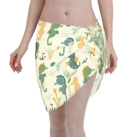 Ocsxa Seahorse Print Sarong Coverups For Women Bathing Suit Wrap Swimsuit Skirt Beach Bikini Cover Up Swimwear