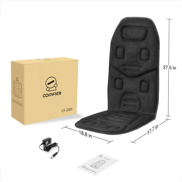 Qawachh Black Car Seat Full Back Massage Cushion Vibrating Heated For Body  Relaxation