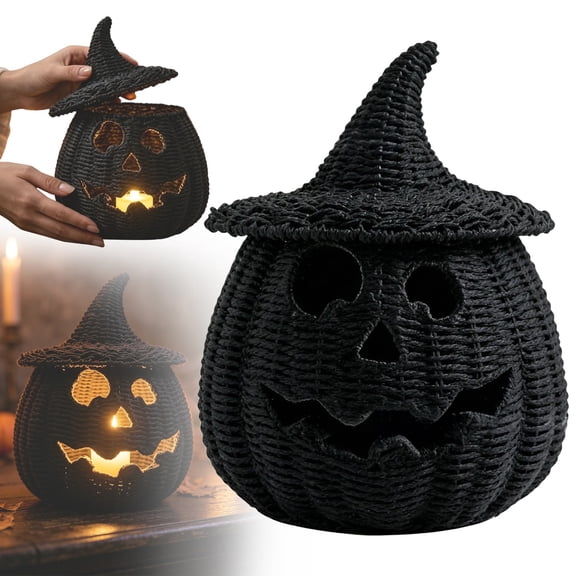 Halloween Woven Seagrass Pumpkin,Halloween Home Decor for Halloween Candy Storage,Handcrafted Witch Hat Woven Seagrass Pumpkin For Festive Parties,Premium Woven Halloween Pumpkins