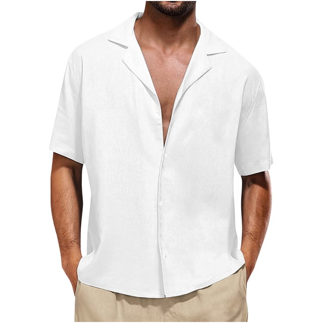 Birdeem Chemises à Manches Courtes pour Hommes Chemise Texturée Hawaïenne Chemise Habillée Décontractée Unie