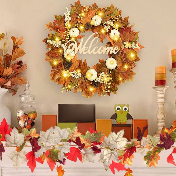 Halloween Thanksgiving Decorations Fall Decor 5.74Ft Fall Maple Leaf Clearance Hanging Vine Garland Artificial Autumn Foliage Indoor Home Halloween Christmas Party Fireplace Decorations