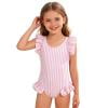 Bobifish Toddler Girls Swimsuit Delicate Striped One Piece Swimsuit Casual Summer Bathing Suit Lightweight Swimwear.Sized 3-4T