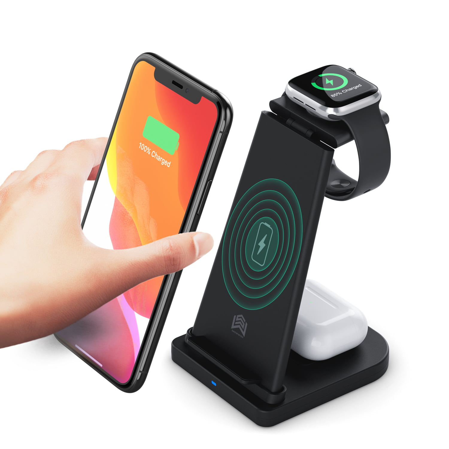 Aduro PowerUp Trinity Pro in Wireless Charging Station for Apple Products Qi Fast Charging Dock for iWatch, Apple Airpods Airpod Pro, iPhone 12 12