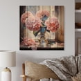 thumbnail image 2 of Designart "Pink Blue Hydrangea love expression" Floral Print on Natural Pine Wood, 2 of 5