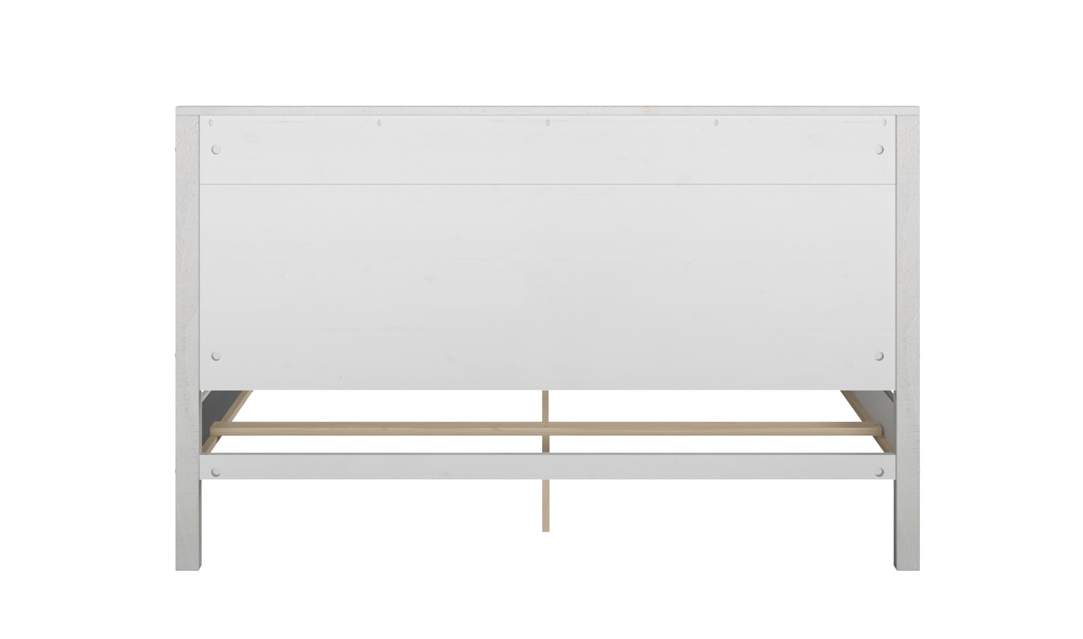 Camaflexi Hampton Solid Wood Queen Size Bed, Queen Bed Frame with Headboard, Coastal White Finish