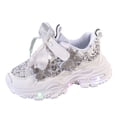 thumbnail image 2 of Dakaela 6M-6Y Girls Light Up Sneakers Sparkly Rhinestone Bow Thick Cushioned Sole Running Shoes for Toddler Little Kids, 2 of 6