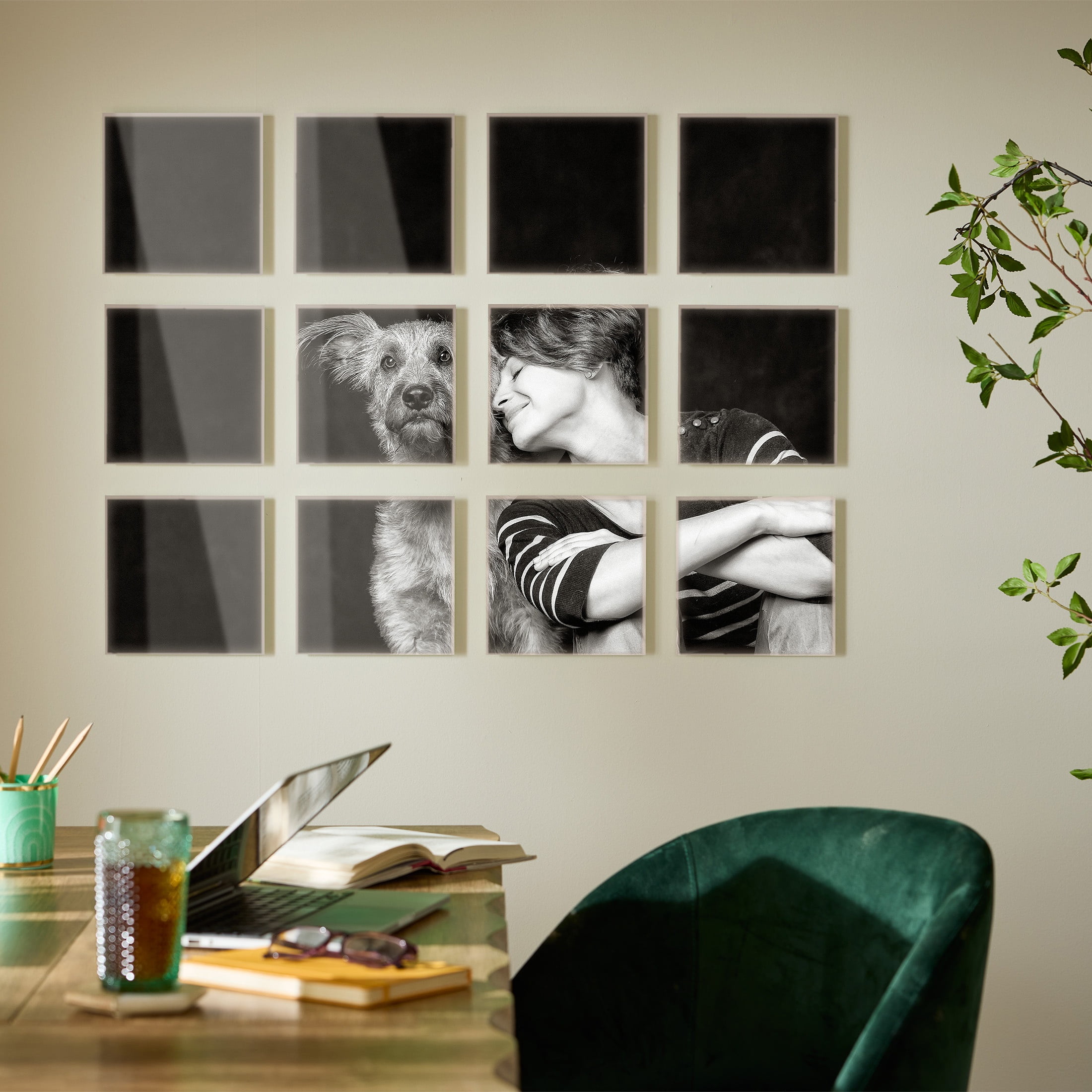 TilePix Nail Free Glass Frame, 12-Piece Split Image