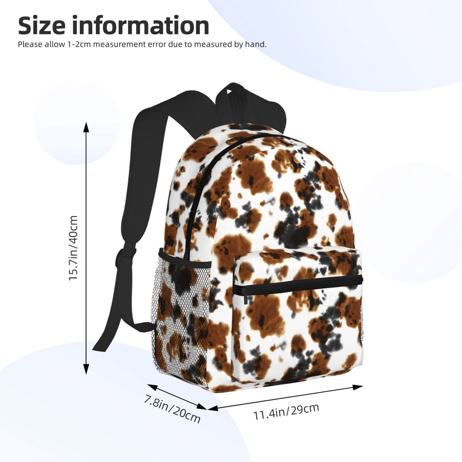 Horeoi Cow Tie Dye Print Casual Backpack for School Work Travel Hiking with Laptop Compartment and Side Pockets Lightweight Design