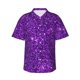 thumbnail image 1 of Fotbe Purple Glitter Camisa Hawaiana para Hombre Unisex – Camisa Casual de Verano con Botones de Manga Corta de Algodón y Lino,3X-Large, 1 of 7
