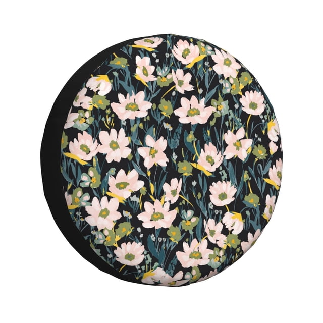 Fotbe Flowers Funda de Llanta de Repuesto con Estampado, Engrosada, Ajuste Universal para Jeep, Remolque, RV, SUV, Camión-14 inch