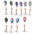 thumbnail image 2 of Señuelos de pesca artificiales con lentejuelas giratorias, cebos duros Wobbler con anzuelo triple, accesorios para aparejos de pesca, 10 Uds., 2 of 8