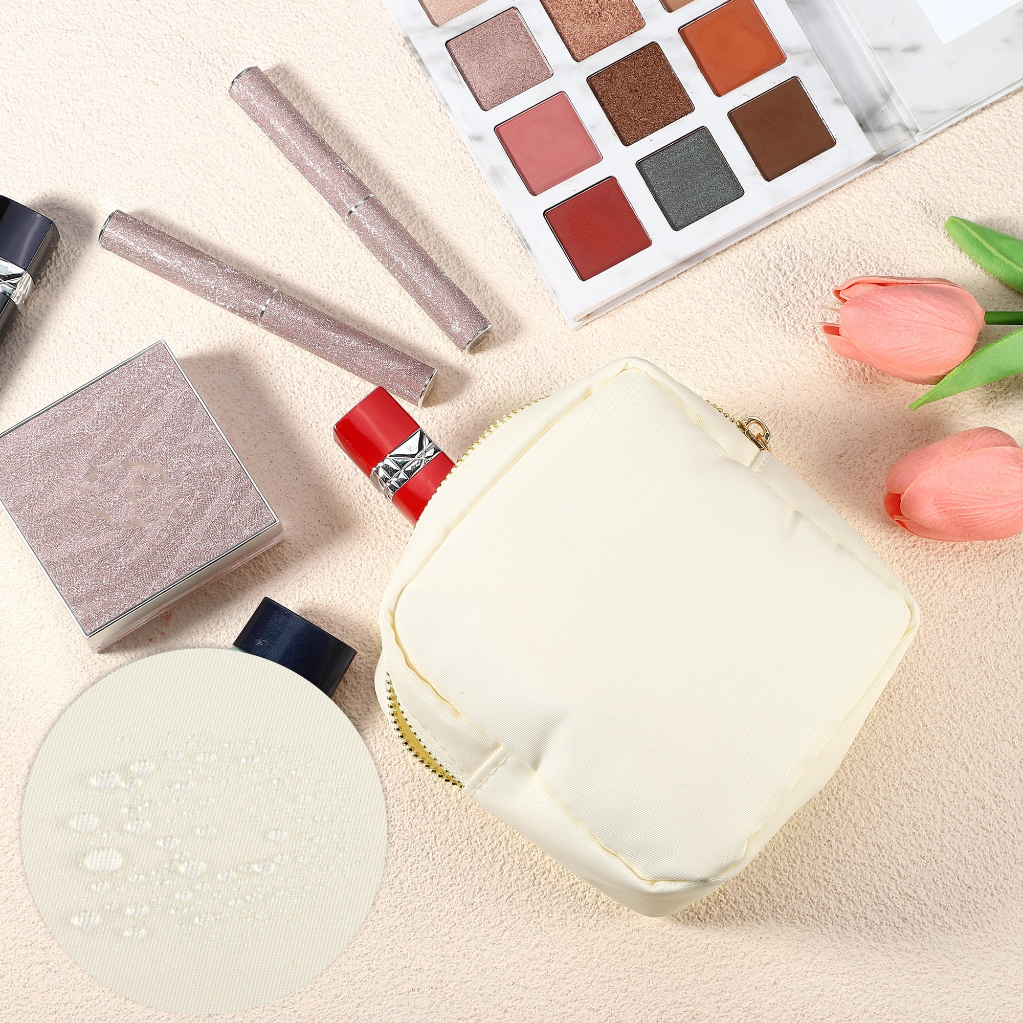 Unique Bargains Women Waterproof Makeup Bag for Business Travel Vacation Camping Beige