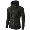 thumbnail image 4 of IROINNID Men's Long Sleeve Zip Up Mid-Length Hooded Jacket Solid Color Casual Autumn Winter Sport Hooded Pullover Blouse Tops, 4 of 4