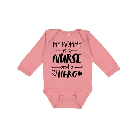 

Inktastic My Mommy is a Nurse and a Hero Gift Baby Boy or Baby Girl Long Sleeve Bodysuit
