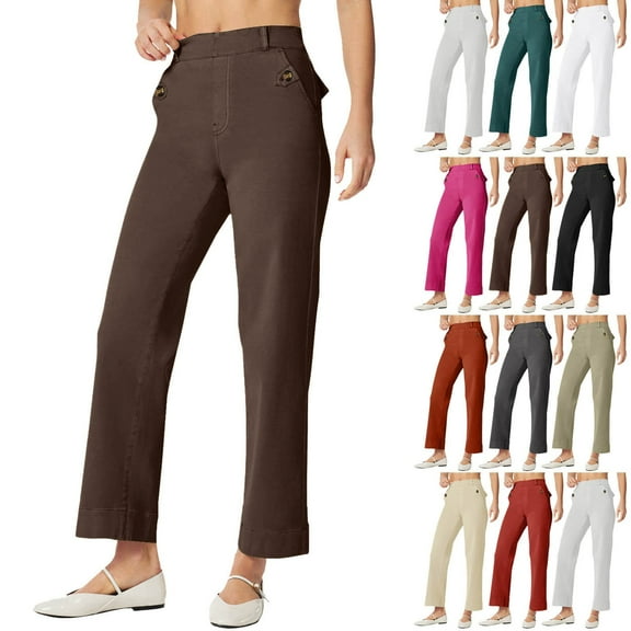 Miluxas Straight Leg Jeans for Women Trendy High Waisted Stretchy Loose Wide Leg Baggy Pants White 10(XL)