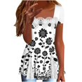 thumbnail image 2 of Women Tops under $5! Cagogo Short Sleeve Shirts for Women Square Neck Lace Tunic Tops Dressy Casual Work Tshirts Summer Flowy Tops Elegant Loose Tunics Fashion Tredny Outfits Clothes, 2 of 7
