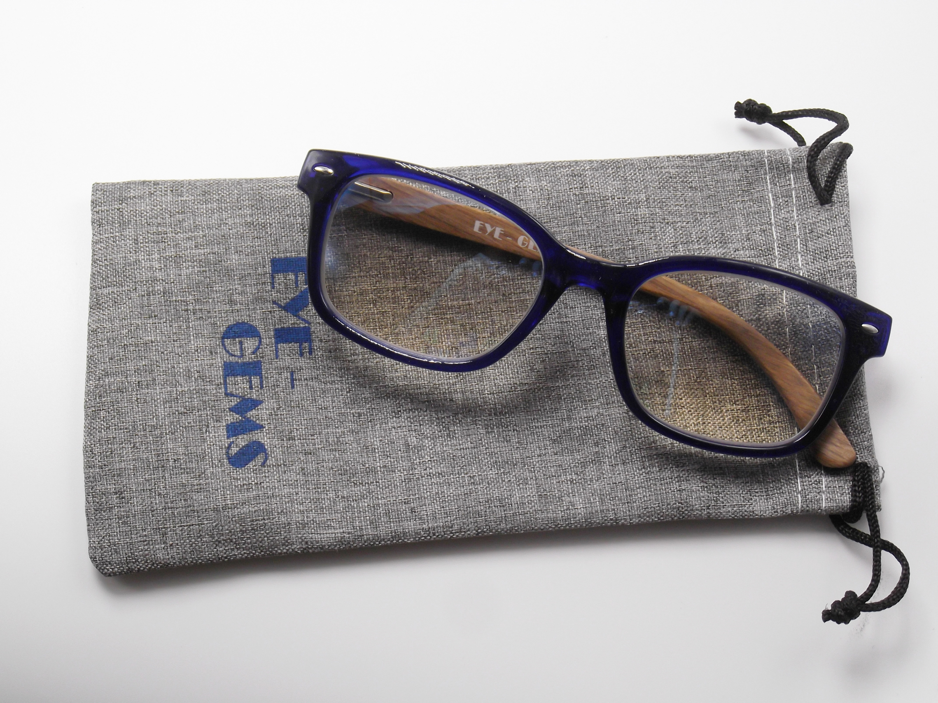 EYEGEMS  Blue Light Blocking Computer  +2.00 Reading Glasses Eco Friendly SustainableDuMu Wood  Blue 6211