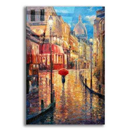 Epic Art 'Montmartre Evening' by Haixia Liu, Acrylic Glass Wall Art, 12"x16"