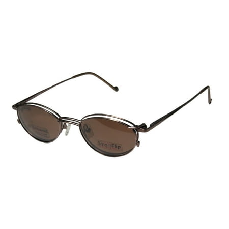 Bronze Polarized Glass Lens - New Smartflip 405 Mens/Womens Designer Full-Rim Bronze Polarized Clip-on Lenses By Polaroid Frame Demo Lenses 48-19-135 Sunglass Lens Clip-Ons Spring Hinges Eyeglasses/Eyewear