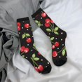 thumbnail image 5 of Hirioo Sweet Red Cherry Pattern Adult Middle Tube Socks Breathable Sock Non-Pilling,Contrasting Color Design, 5 of 6