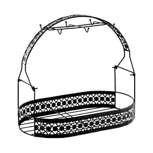 jifeng Bottle Rack Kitchen Organizer Home Metal Gift Versatile Minimalist with Storage Oval Black