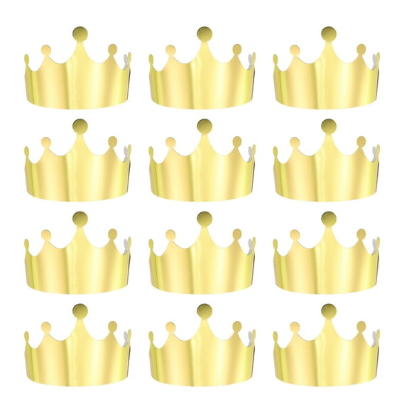 Uxcell 12 Pcs Paper Crowns Gold Foil Crown for Birthday Party,Classic Dots Style