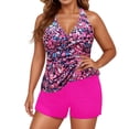 thumbnail image 2 of FASHOFT Tankini Swimsuits for Women Plus Size 2 Piece Flowy Bathing Suit and Shorts with Pockets Swimwear Hot Pink L, 2 of 4