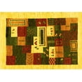 thumbnail image 1 of Ahgly Company Machine Washable Indoor Rectangle Abstract Yellow Contemporary Area Rugs, 7' x 10', 1 of 4
