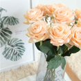 thumbnail image 3 of Cateissary Rosa Artificial Ramo Falso Seda Flores de Boda Fiesta Jardín Hogar Kits de decoración para fiestas naranja claro Cateissary JJ16225-05, 3 of 6