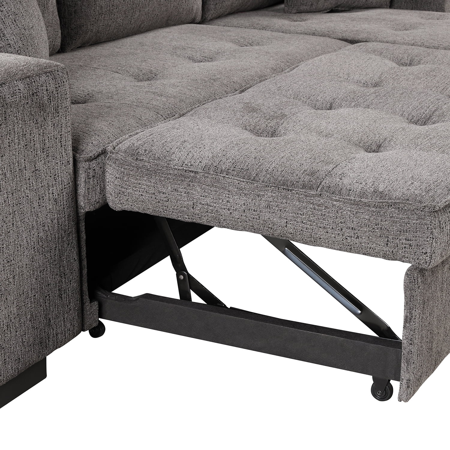 Kadyn 104" Modern L-Shape 3 Seat Reversible Sectional Couch, Pull Out Sleeper Sofa with 2 Stools, Sofa reclining chair with storage space for Living Room, Knox Charcoal Kadyn 104" Modern L-Shape 3 Seat Reversible Sectional Couch, Pull Out Sleeper Sofa with 2 Stools, Sofa reclining chair with storage space for Living Room, Knox Charcoal
