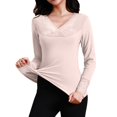 thumbnail image 2 of New Lace V Neck Thermal Underwear Autumn And Winter Slim Fit Bottomed Shirt Wool Long Girls Thermal Top Womens Thermal Tops Long Sleeve plus Size Thermal Tops for Women Long Sleeve Womens Thermal Tops, 2 of 7
