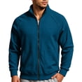 thumbnail image 2 of LYSMORA Men's Waffle Knit Full Zip Jacket Stand Collar Long Sleeve Raglan Sleeve Sweatshirt with Patch Pockets, 2 of 7