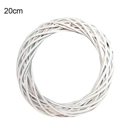 Bigstone Christmas Rattan Wreath Ornaments Hanging Flower Crafts Home Party Decoration(White 20cm)