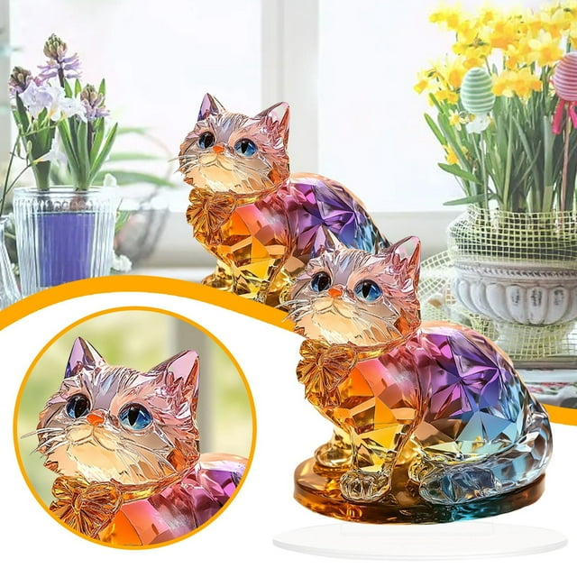 Riforla 2D Cute Colorful Acrylic Desktop Ornaments Living Room Bedroom Study Home Props Decorations Desktop Ornament Pink