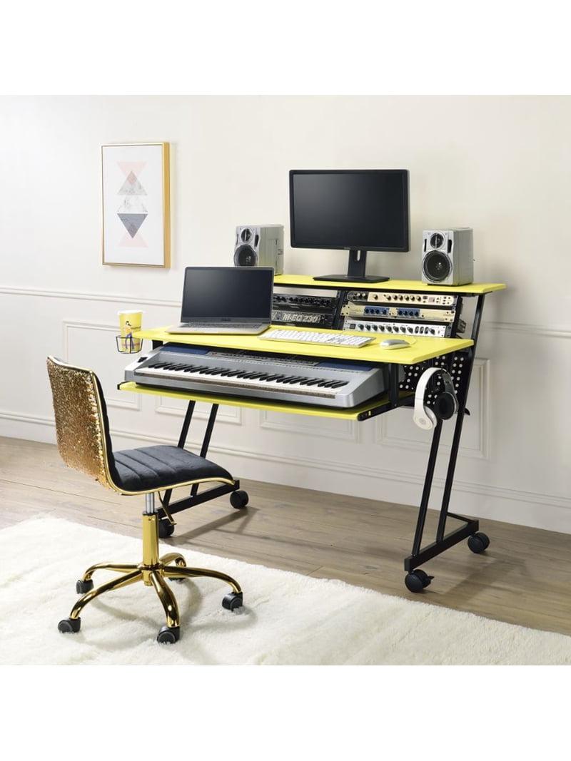 ACME Furniture, Music Recording Studio Desk, Yellow and Black